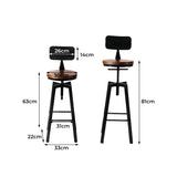 Levede 2x Bar Stool Kitchen Wooden Metal - Front View