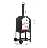 3in1 Pizza Oven Charcoal BBQ Grill Steel - Front View