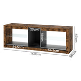 Levede TV Stand Cabinet Glass Display Storage Shelves - Front View
