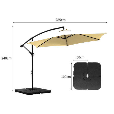 Mountview 3M Outdoor Umbrella Cantilever Grey-1954802870805204994