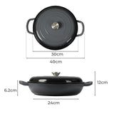 3.5L Enamel Dutch Oven Pan in Black Colour - Front View
