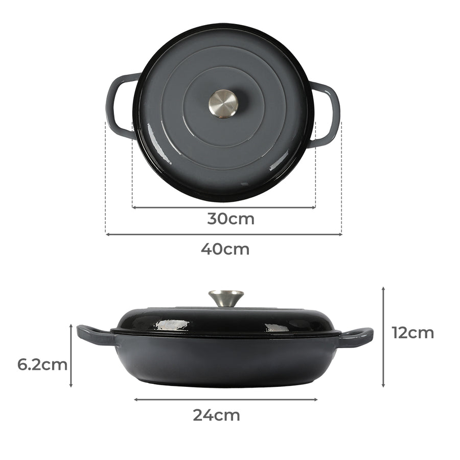 3.5L Enamel Dutch Oven Pan in Black Colour-2018816805572841474