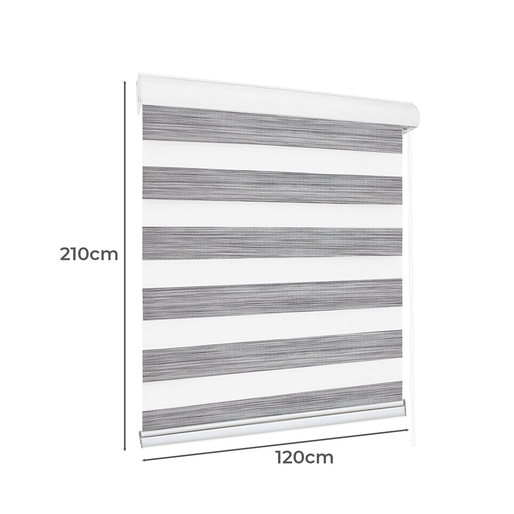 Marlow Blackout Zebra Roller Blind Curtains 120x210 Grey-2018816756147163138
