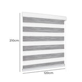 Marlow Blackout Zebra Roller Blind Curtains 120x210 Grey - Front View