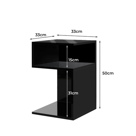 Levede 1xBedside Tables Drawers Side Black-2006733101623021570