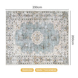 Marlow Floor Rug Short Pile Washable Vintage Carpet Soft Plush Non Slip 200x230 - Front View