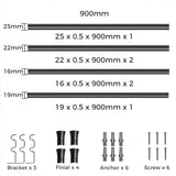 Marlow Black Double Curtain Rod Steel Pole Pommel Set Extendable Adjustable-2018816770139361282