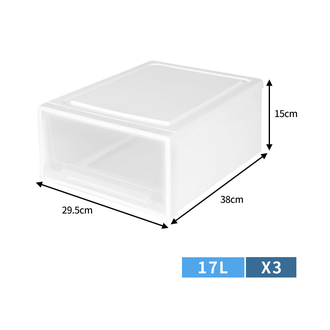 Plastic Storage Box Stackable Containers M 3PK Medium-2006733024296833026