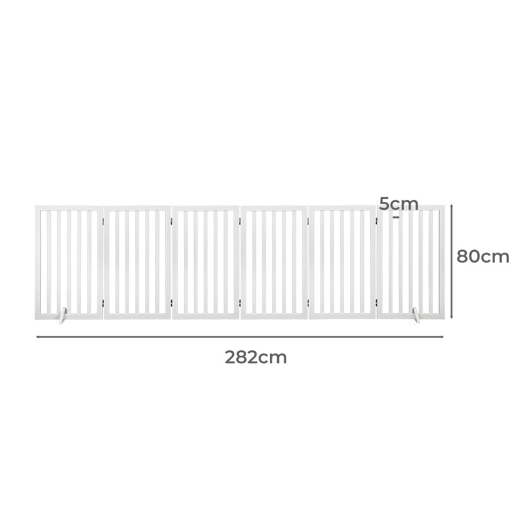 PaWz Wooden Pet Gate Dog Fence Safety White 6 Panels-2018816846903513090