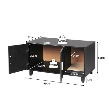 PaWz Enclosed Cat Litter Cabinet Box Black-1954802551970992130