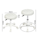 Levede 2x Rolling Bar Stool Swivel Salon SPA Chair Beige - Front View