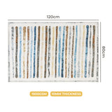 Marlow Floor Rug Short Pile Washable Carpet Soft Plush Non Slip Stripe 80x120 - Front View