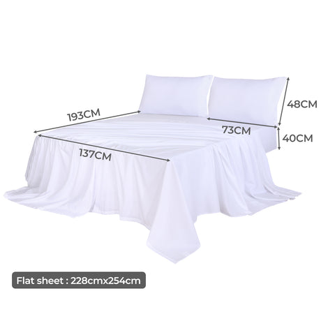 Dreamz 4pcs Double Size 100% Bamboo Bed Sheet Set in White Colour-1954802919341690882