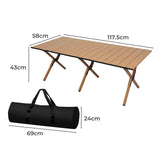 Levede Folding Camping Table Foldable Oak - Front View