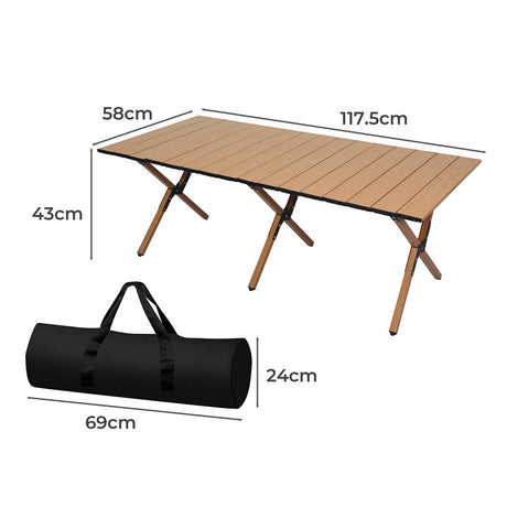 Levede Folding Camping Table Foldable Oak-1954802883899822082