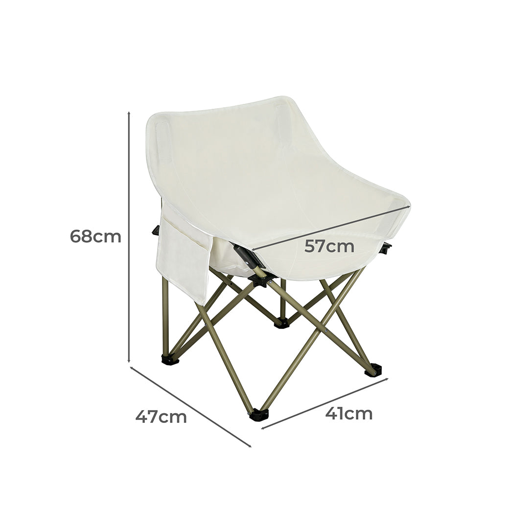 Levede Folding Camping Moon Chair Lightweight Beige-2018816695149400066