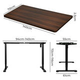 Levede Motorised Standing Desk Adjustable 140cm Walnut 1000x 1MM - Front View