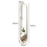 Yezi 360? Swivel Wall Mirrors 140cm x35cm Oval Shape Gold Frame-2006733285534863362