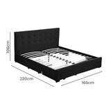 Levede Queen Bed Frame Fabric Tufted Dark Grey - Front View