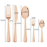 Stainless Steel Cutlery Set Glossy Knife Rose Gold - Front View