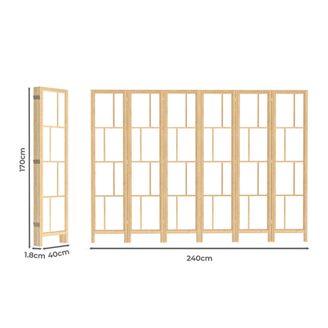 Levede 6 Panel Room Divider 170cm Freestanding Screen-2006733395052335106