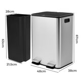 Toque 60L Pedal Bin Kitchen Waste Can Recycling Dustbin - Front View