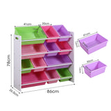 Levede 12Bins Kids Toy Box Bookshelf - Front View