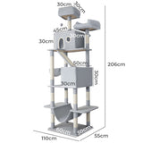 Pawz Cat Tree Scratching Post Scratcher 206cm Climbing - Front View