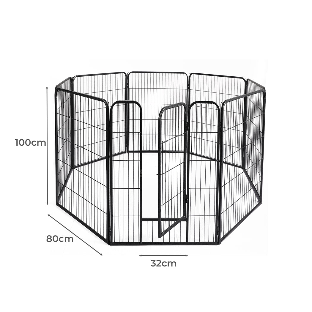 PaWz 8 Panel Pet Dog Playpen Puppy Exercise Black 2.5kg Venison-2006733296502968322