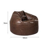 Marlow Bean Bag Chair Cover PU Couch Brown - Front View