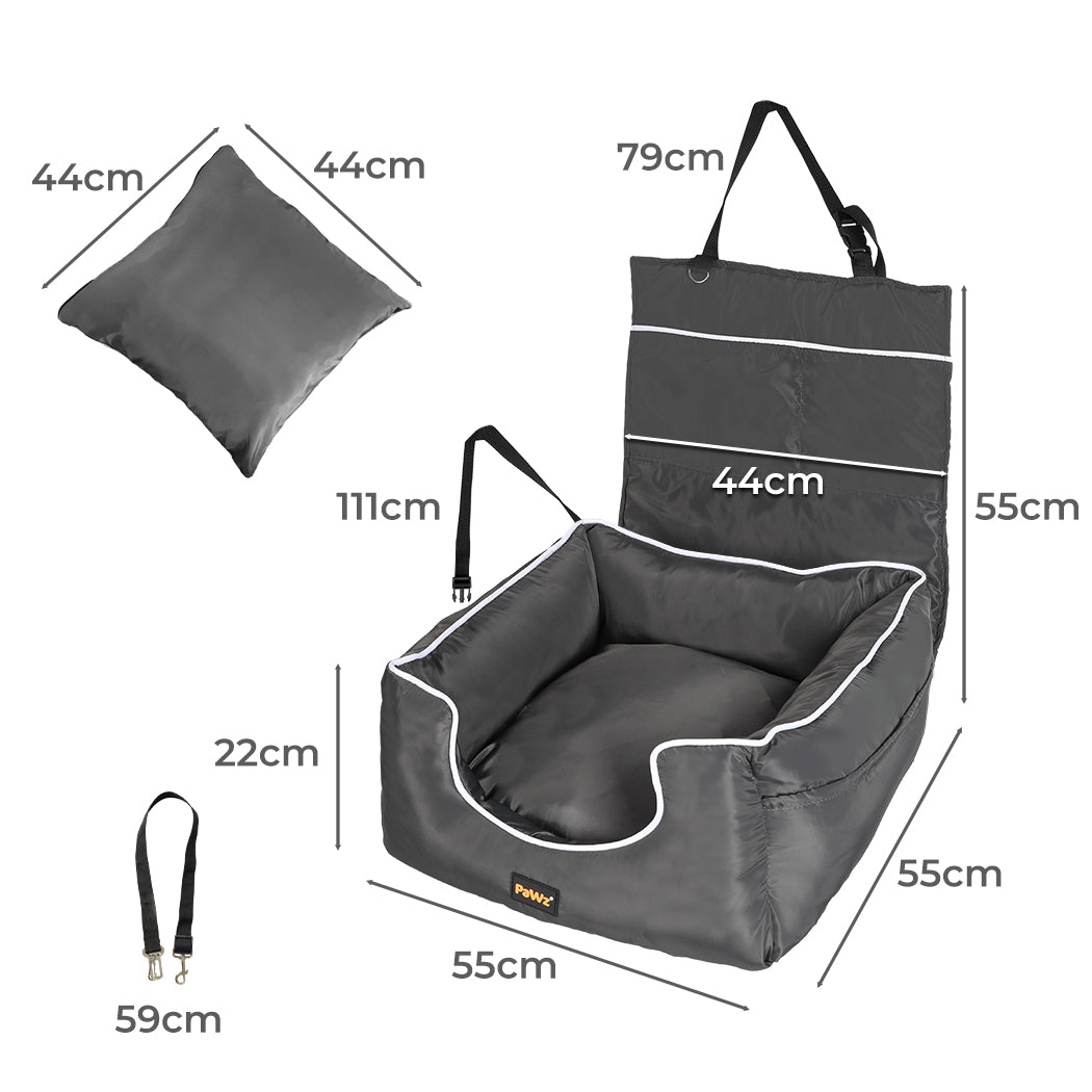 PaWz Dog Car Booster Seat Belt Pet Backrest Grey-1954802563937341442