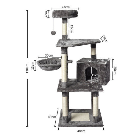 PaWz 130cm Cat Tree Toy Scratching Post Grey-2018816717295325186