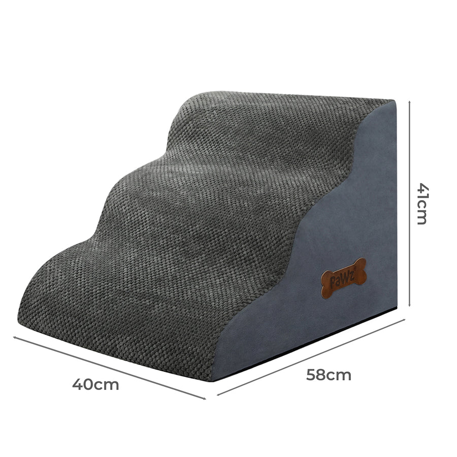Pawz 3 Steps Pet Stairs Dog Ramp High Density Foam Grey-2006732707169701890