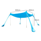 Beach Tent Camping Canopy 4-6 Person Family Sun Shade Shelter 300x300cm Blue - Front View