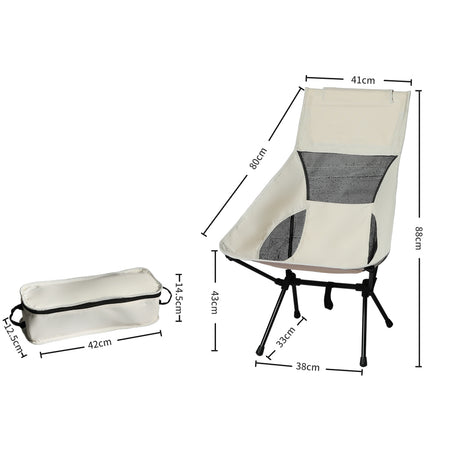 Levede Camping Chair Folding Outdoor Large Beige-1954802882540867586