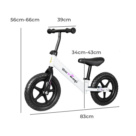 BoPeep Kids Balance Bike Ride On Toys White-2006733050679005186
