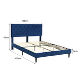 Levede Bed Frame Queen Size Mattress Blue - Front View