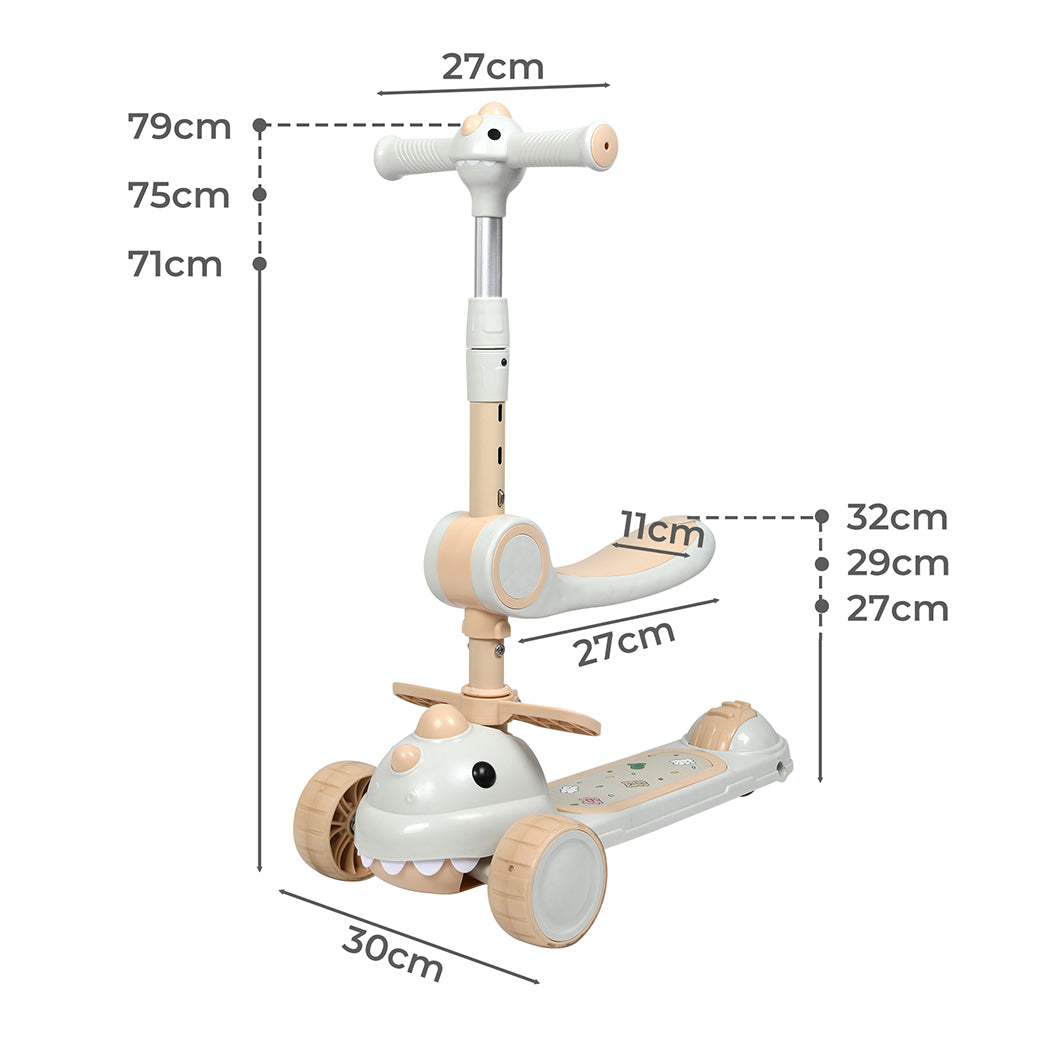 BoPeep Foldable Kids Scooter Flip-able Seat Beige-2006732821045055490