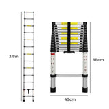 Traderight Multipurpose Ladder Telescopic 3.8M Silver 3.8 Meter-2006733179595132930