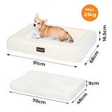 Pawz L Size Orthopedic Dog Bed with Corduroy Removable Cover Waterproof Washable Beige - Front View