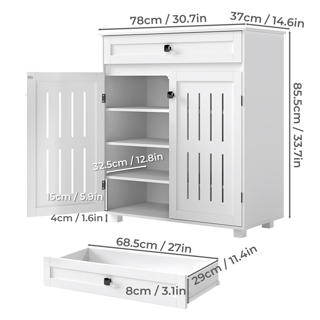 Levede Shoe Cabinet Door Storage Rack Cupboard White-2011971110060560386