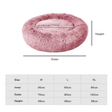 PaWz Pet Bed Memory Foam Dog Donut Pink X-Large - Front View