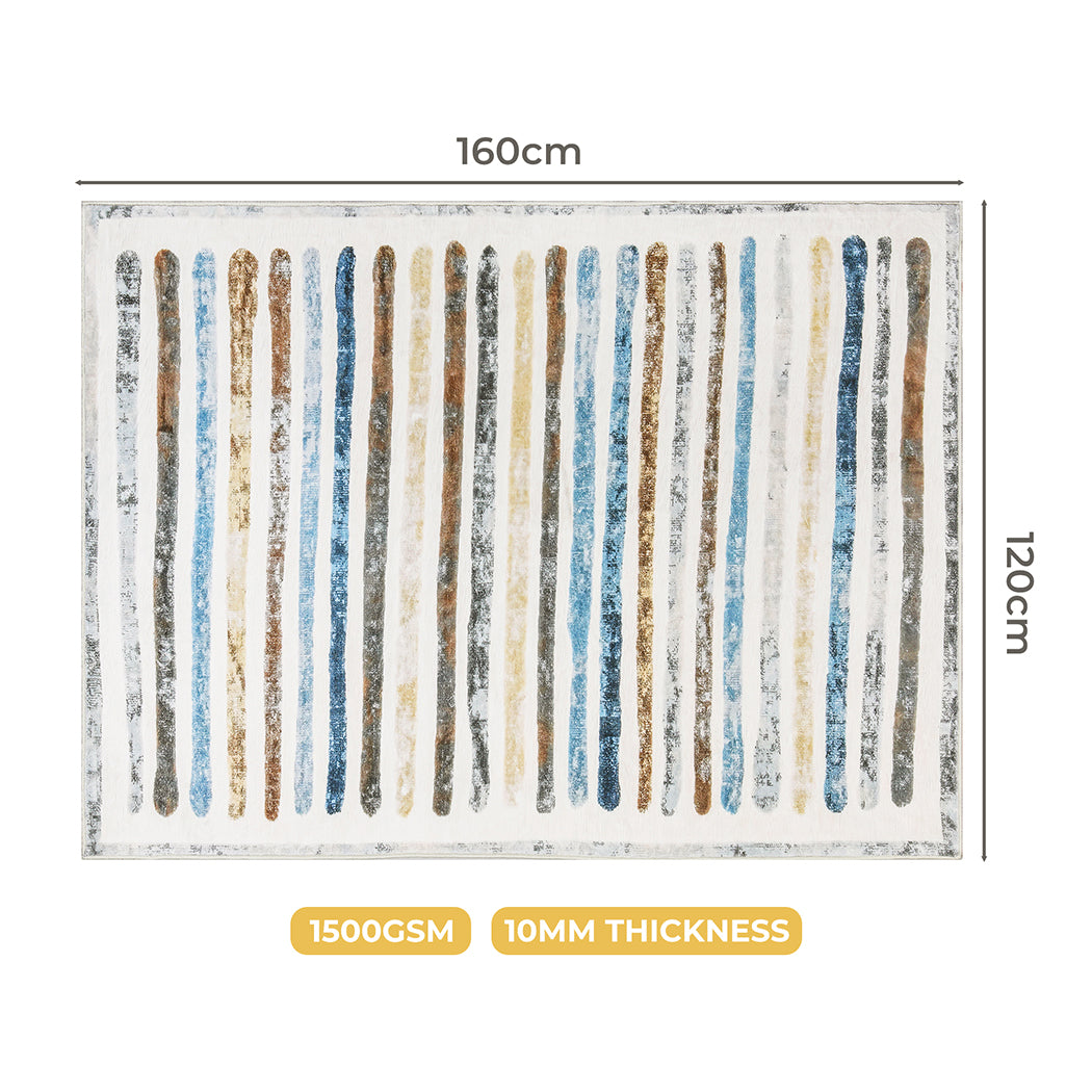 Marlow Floor Rug Short Pile Washable Carpet Soft Plush Non Slip Stripe 160x120-2018816747121020930