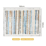 Marlow Floor Rug Short Pile Washable Carpet Soft Plush Non Slip Stripe 160x120 - Front View