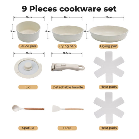 Toque 9-Piece Non Stick Cookware Set Kitchen Fry Pan-2011971112791052290