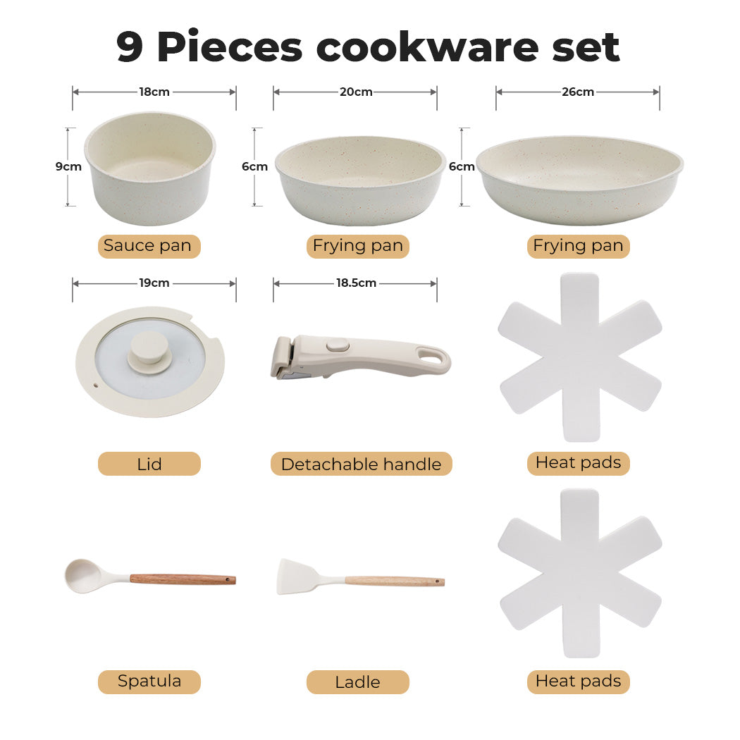 Toque 9-Piece Non Stick Cookware Set Kitchen Fry Pan-2011971112791052290