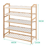 Levede Shoe Rack Bamboo Storage Wooden - Front View