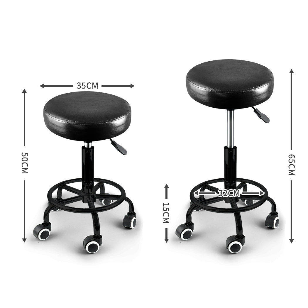 Levede Salon Stool Swivel Bar Stools Black with Black Stand-1954802612826148866