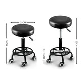 Levede Salon Stool Swivel Bar Stools Black with Black Stand - Front View
