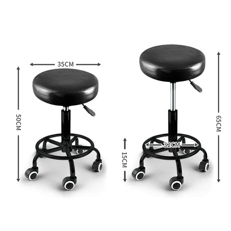 Levede Salon Stool Swivel Bar Stools Black with Black Stand-1954802612826148866